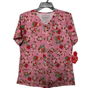 Strawberry shortcake size medium scrub top 20.5”ptp